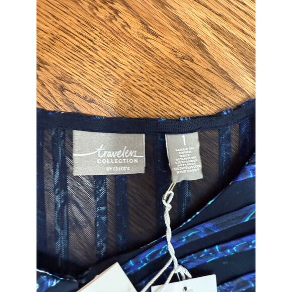 Chicos Travelers Womens Navy Ombre Auden Strip Jacket Size 1/Medium Sheer - Picture 7 of 11